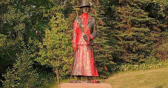 Emily murphy statue Vandalizing Emily Murphy for no good reason