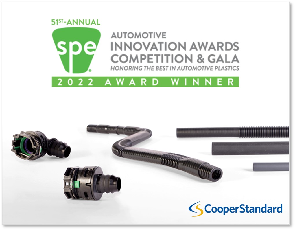 Cooper Standard’s Thermoplastic Thermal Management Solution for Battery Electric Vehicles Wins SPE® Automotive Innovation Award
